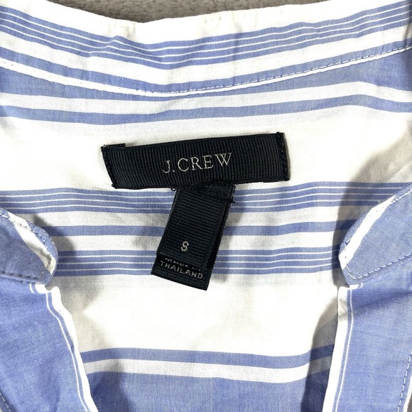 J.Crew 100% Cotton Coastal Beach Blue & White Stripe Long Sleeve Tunic Sz Small - Picture 2 of 8